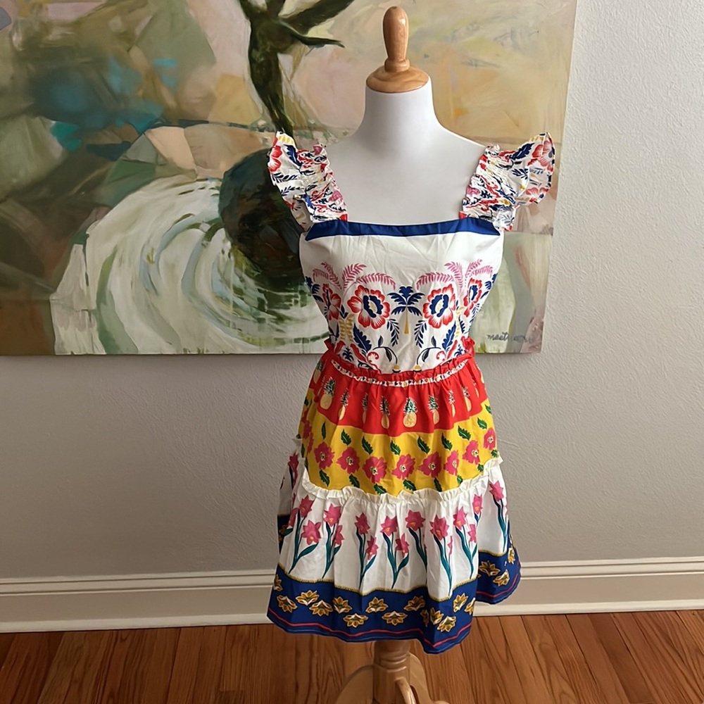 SUGARLIPS olympia floral ruffle tiered mini dress in white multi small